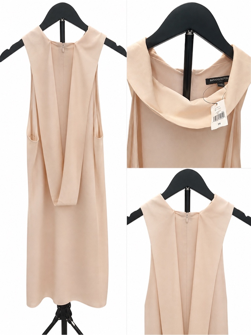 Banana Republic Nude Sleeveless Drape-Neck Shift Dress